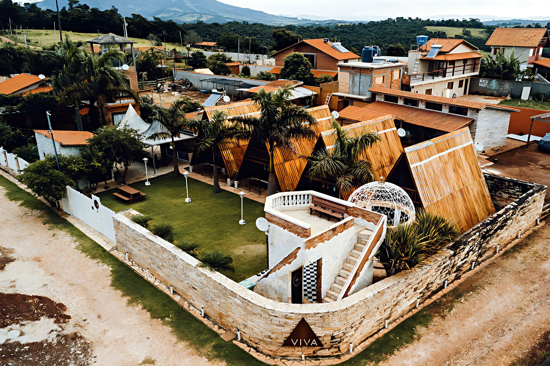 Vista aérea do Chalé Viva em São Thomé das Letras